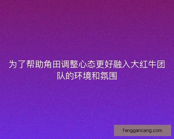 为了帮助角田调整心态更好融入大红牛团队的环境和氛围