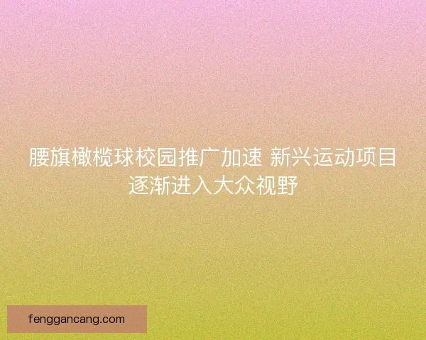 腰旗橄榄球校园推广加速 新兴运动项目逐渐进入大众视野