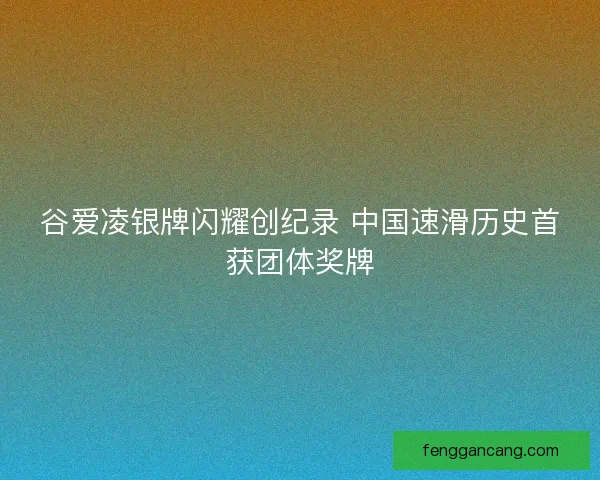谷爱凌银牌闪耀创纪录 中国速滑历史首获团体奖牌